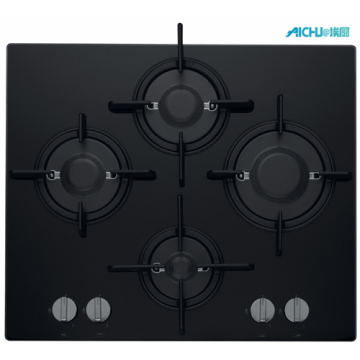 Hotpoint - Cocina de gas con 4 quemadores, placa de cerámica negra