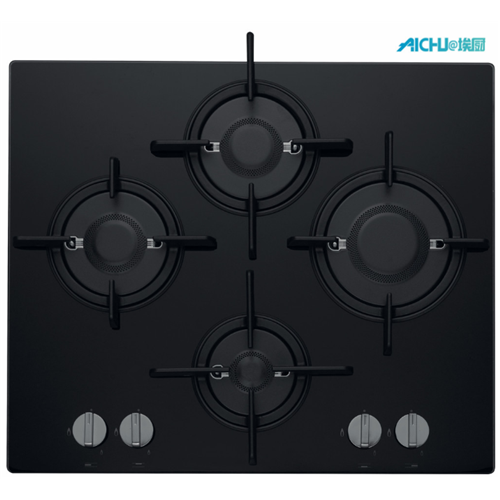 Hotpoint - Cocina de gas con 4 quemadores, placa de cerámica negra