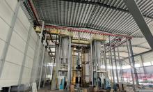 Powder coating equipments for vertical lines