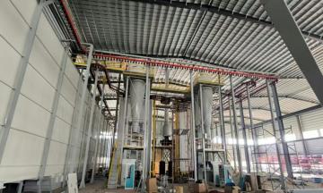 Powder coating equipments for vertical lines