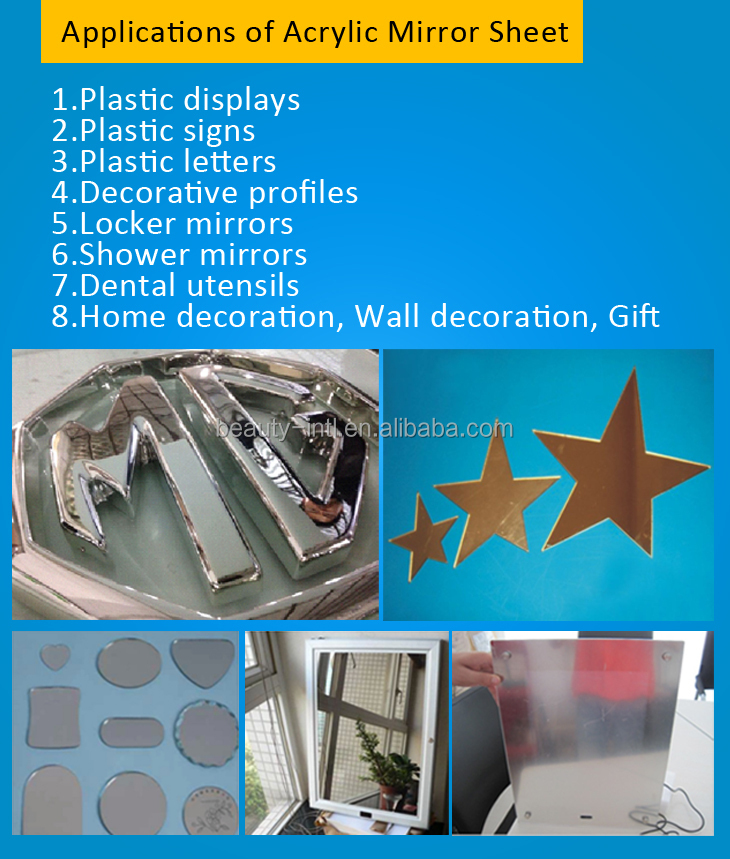 Guangzhou 3mm/ 5mm/ 6mm window wall decoration plexiglass mirror acrylic sheet