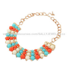 Fashion Malay Beadwork Cascade Necklaces in Stocks, Made of Resin/Alloy/Metal, OEM Colors/Sizes