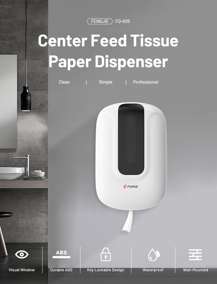 FQ-005 Large capacity ABS refillable paper towel dispenser wall mounted round roll paper dispenser bathroom paper dispenser