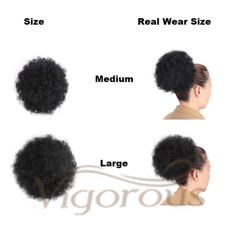 Vigorous New Design Cheap Price Black Kinky Curly Fluffy Chignon Updo Hair Extensions For Black Women Synthetic Afro Hair Bun