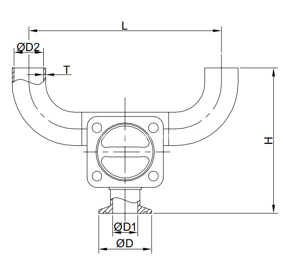 DIN Aseptic diaphragm valve three way U type..