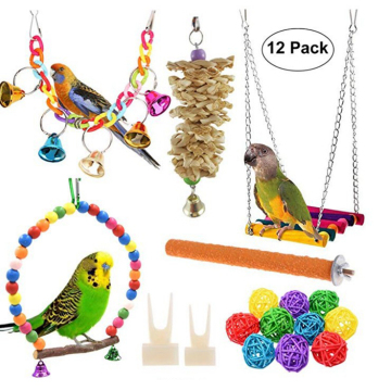 12pcs Parrots Toys And Bird Accessories For Pet Toy Swing Stand Budgie Parakeet Cage African Grey vogel speelgoed parkiet