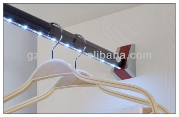 Wardrobe clothes rod with LED light