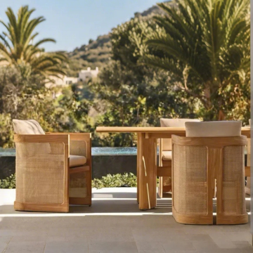 All-Weather Outdoor Dining Sets: Rattan Weave Tables, Chairs & Teak Sofas