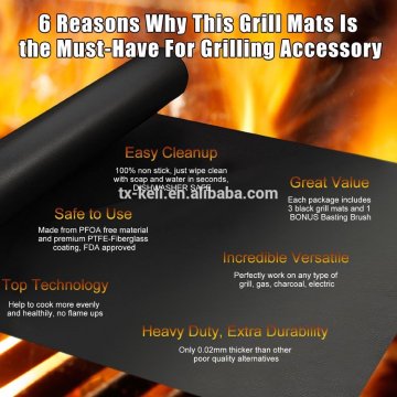 BBQ Grill Mat PTFE Coated Non-stick BBQ Hot Sheet - fit for hotplate and weber BBQ, no need for fat or oil bbq accessories