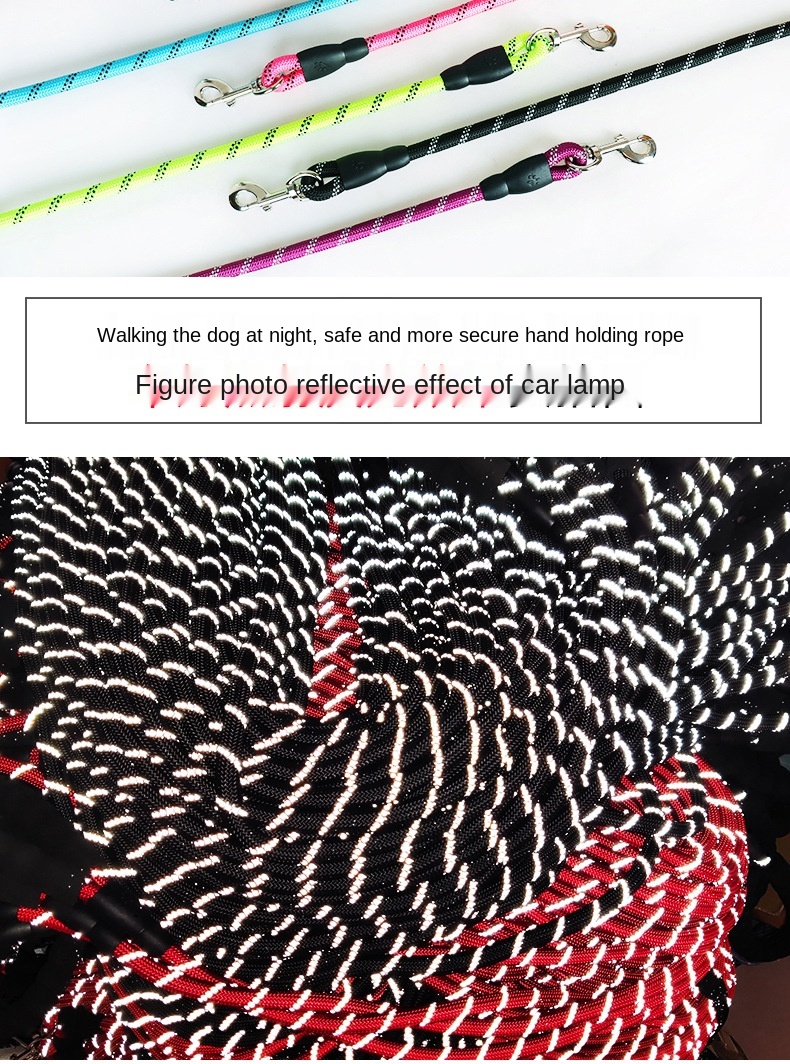 High Quality Hot Selling Dog Walking Hand Holding Rope Nylon Reflective round Rope Pet Hand Holding Rope Supplies