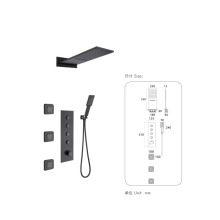 Black Thermostatic Shower Panel Set with Rainfall Ceiling and Body Sprays