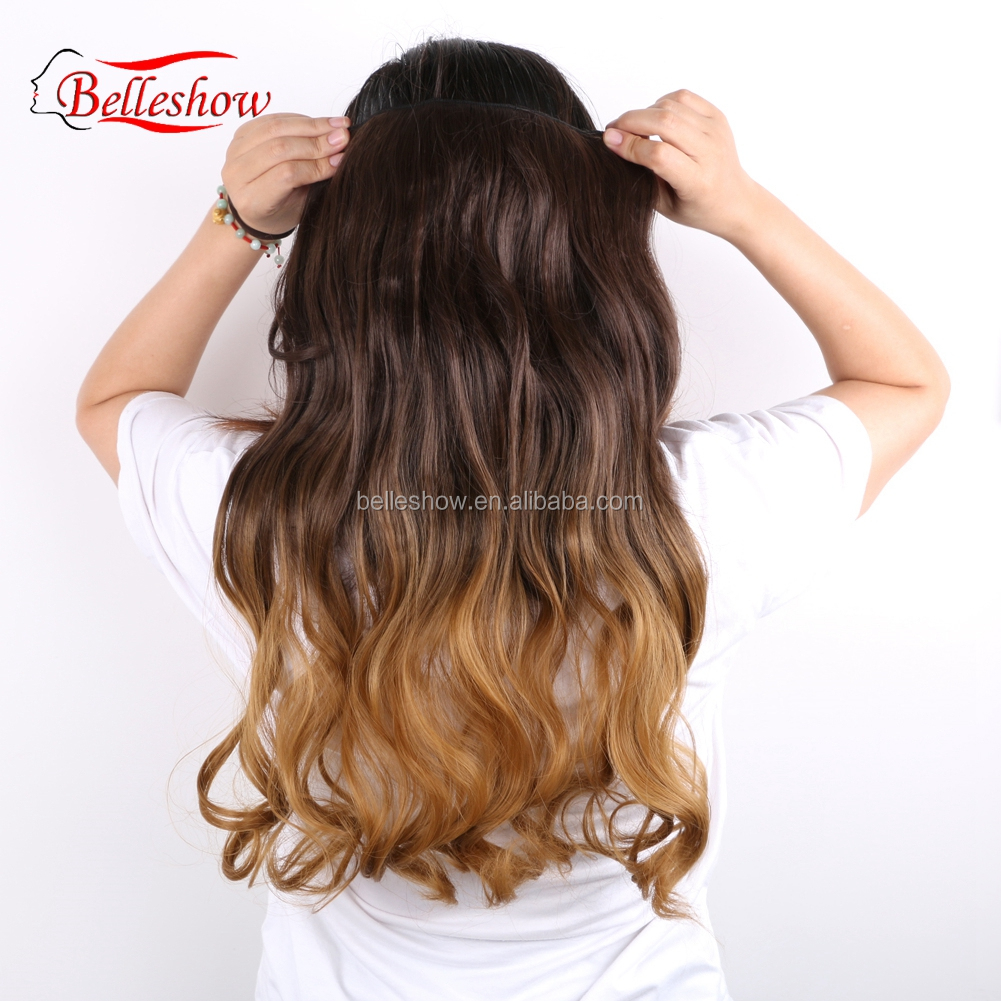 Hot sell Clip On long curly ponytail hair extension synthetic hair extension clip in hair extensions