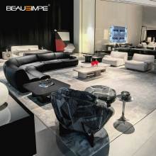 Modern Curved Leather Sectional Sofa Set