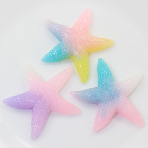 Mini cabujón de resina con forma de estrella de mar de Color degradado de luz, cuentas de limo para niños, juguete DIY, decoración de carcasa de teléfono hecha a mano