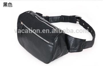 black man PU leather waist bag