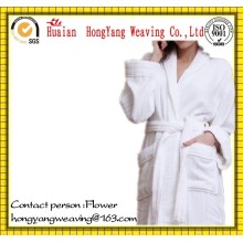 Unisex 100% Cotton Velour Jacquard  Bathrobe for Hotel and Home Use
