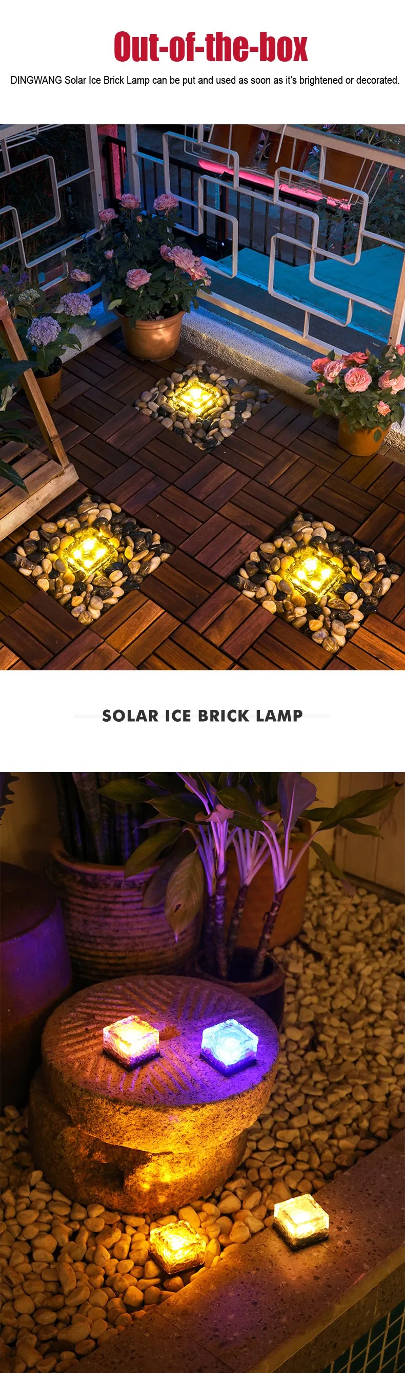 Solar-Powered Crystal Glass LED Lights for Outdoor Spaces