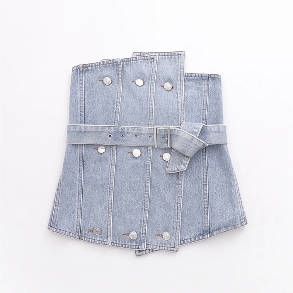 OEM China Factory Top Quality Fashion Belt Top Denim Sexy Vest for Ladies