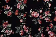 Wholesale Rose Pattern Black Background Printed Fabrics