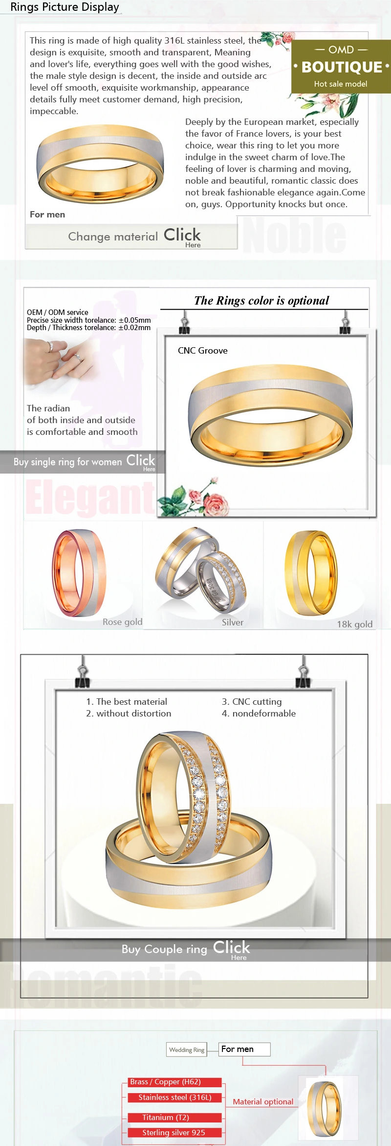 Stainless Steel Rings Men Jewelry Factories with Diamond