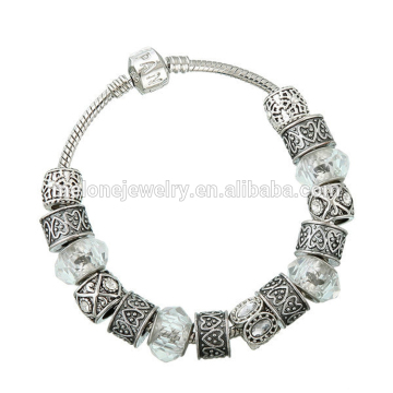 DIY Nepal Beaded Bracelets European White Crystal Homemade Zinc Alloy Beads Bracelets