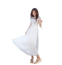 White chiffon ladies style elegant chiffon casual dress