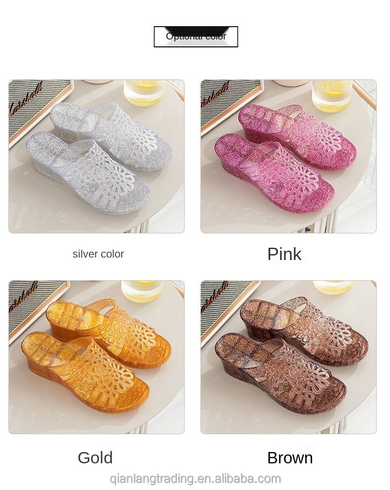 37-41 yards ladies summer flat platform shoes Girl lady jelly slide slides sandals for women Zapatillas de cristal mujer