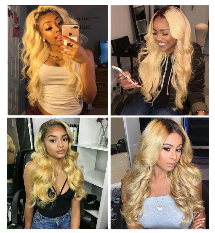 Lsy Roots Human Hair Weave Sew in Virgin Human Hair Bundles with Closure Brazilian 1B 613 Honey Platinum Blonde Black Remy Hair