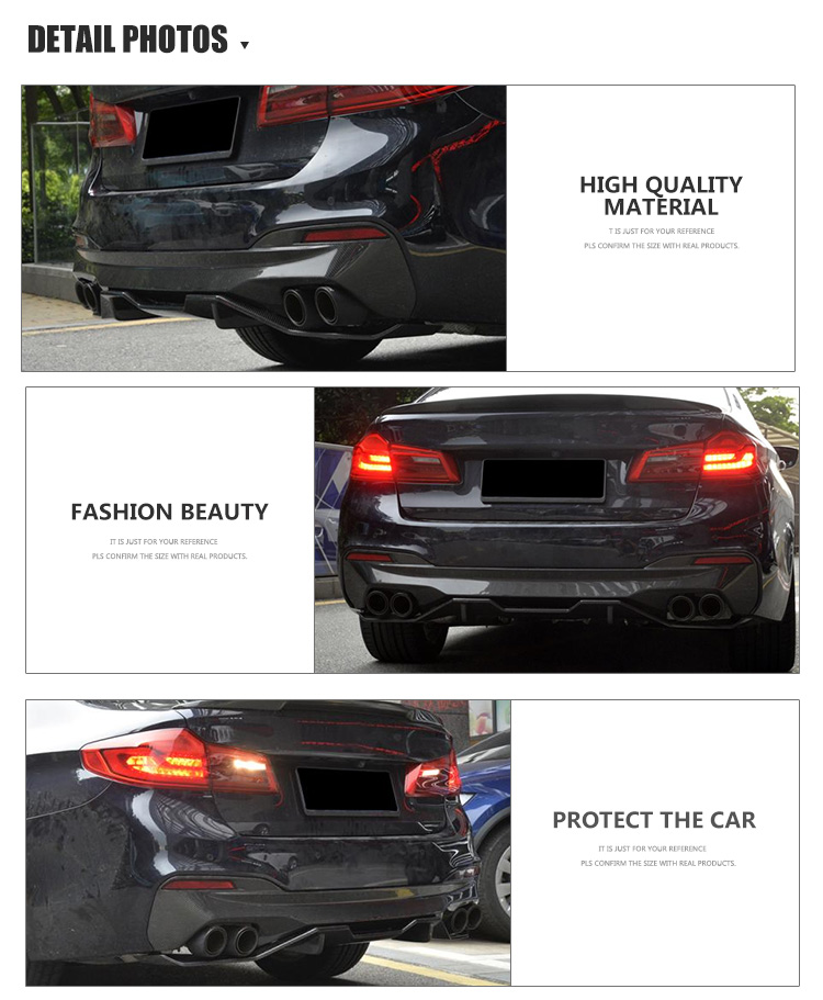 2PCS/SET P style Carbon Fiber Rear Diffuser for BMW G30 G31 G38 520i 530i 540i M-sport 17-18
