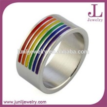 Stainless Steel Enamel Gay Jewelry Wedding Ring Enamel Rainbow Gay Men Ring