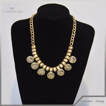 China yiwu alloy jewelry wholesale shiny plated gold necklace
