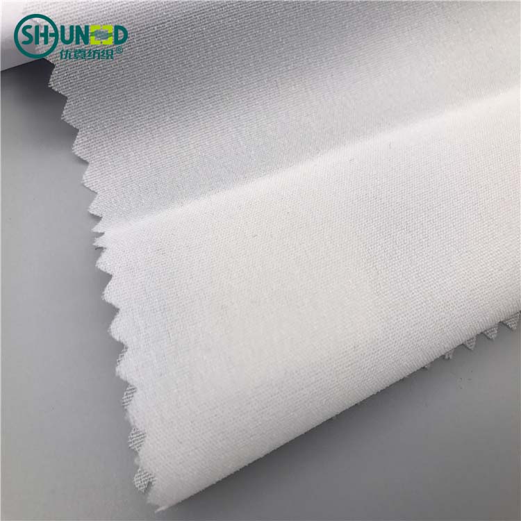 Chinese manufacturer best selling cheap 100% polyester double dot pa coating fusing fabric plain weaving woven interlining