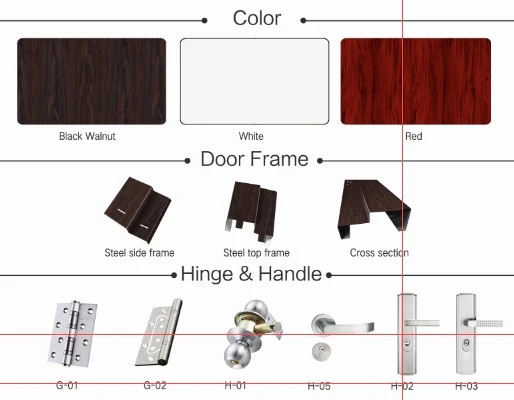 Wholesale Price Steel Wood Door with Door Handle