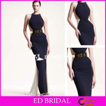 Mermaid Round Neck Floor Length Spandex Two Tone Belt Latest Design Formal Evening Gown