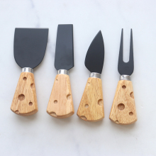 Premium Oak Wood Cheese Server Set - 4 Piece Fork and Knife Kit