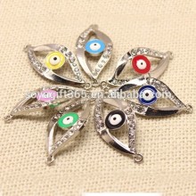 Silver Rhinestone Crystal Turkish Lucky Eye Pendant Oil Drip Evil Eye Connectors
