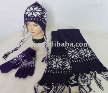 fashion warm suit with glove cap scarf