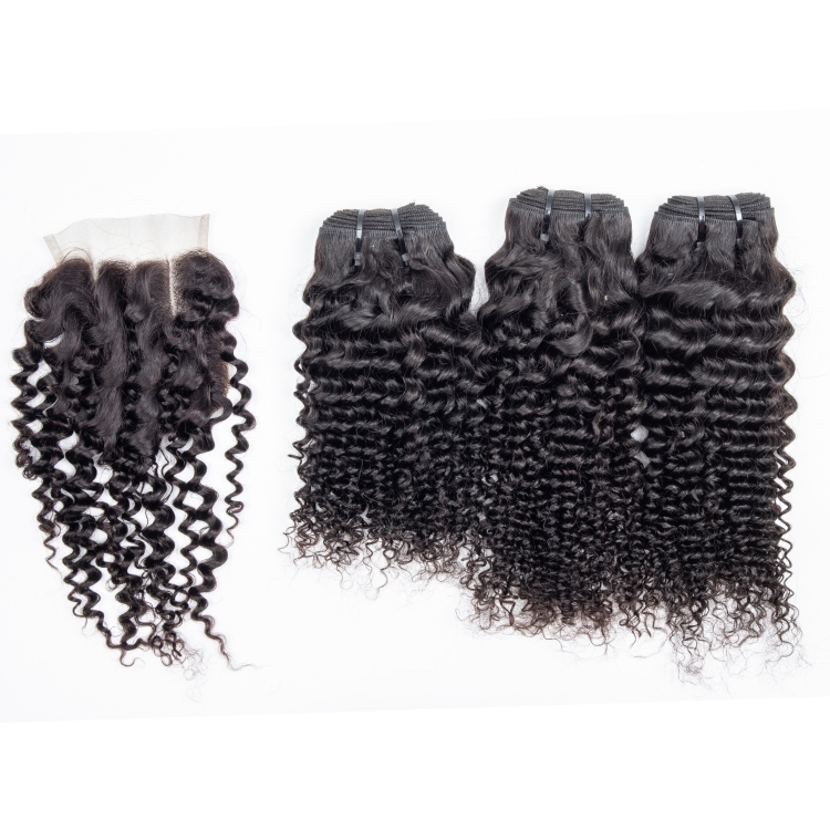 Peruvian human hair weave bundles with closure Raw virgin Cuticle aligned hair 10a grade virgin peruvian hair kinky curly