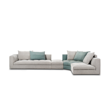 Linar Leather and Fabric Modular Sofa