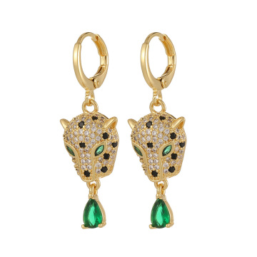 Wholesale Hip Hop Copper Leopard Earrings for Women