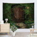 Green Vine Tapestry Wooden Door Stone Road Wall Hanging Nature Style 3D Print Tapestry for Livingroom Bedroom Home Dorm Decor