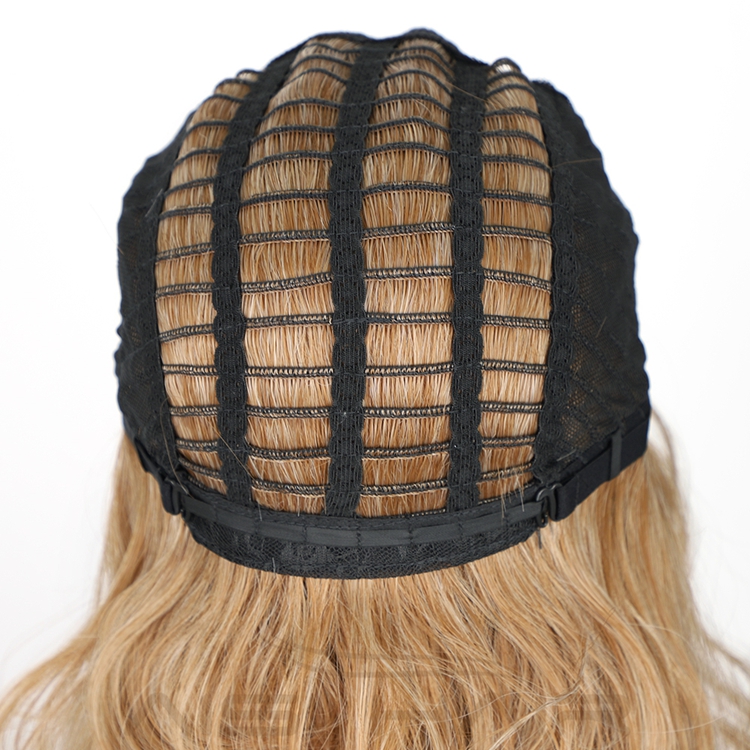 Cosplay Daily Use Wavy Short Bob Neat Bangs Shoulder Length Curly Synthetic Heat Resistant Fiber Ombre Blonde Bob Wig for women