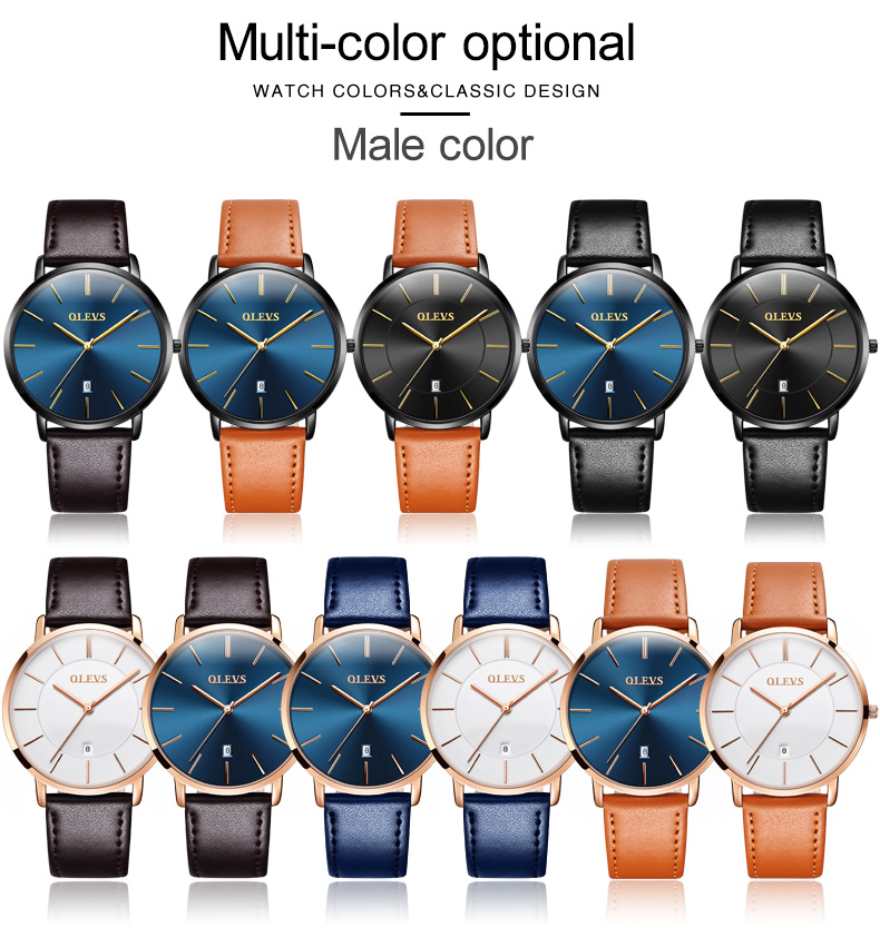 2021 Cheap OLEVS Men Quartz Luxury Minimalist Watches Week And Date Chronograph Sports Watch  Leather Strap Men's Watch For Men