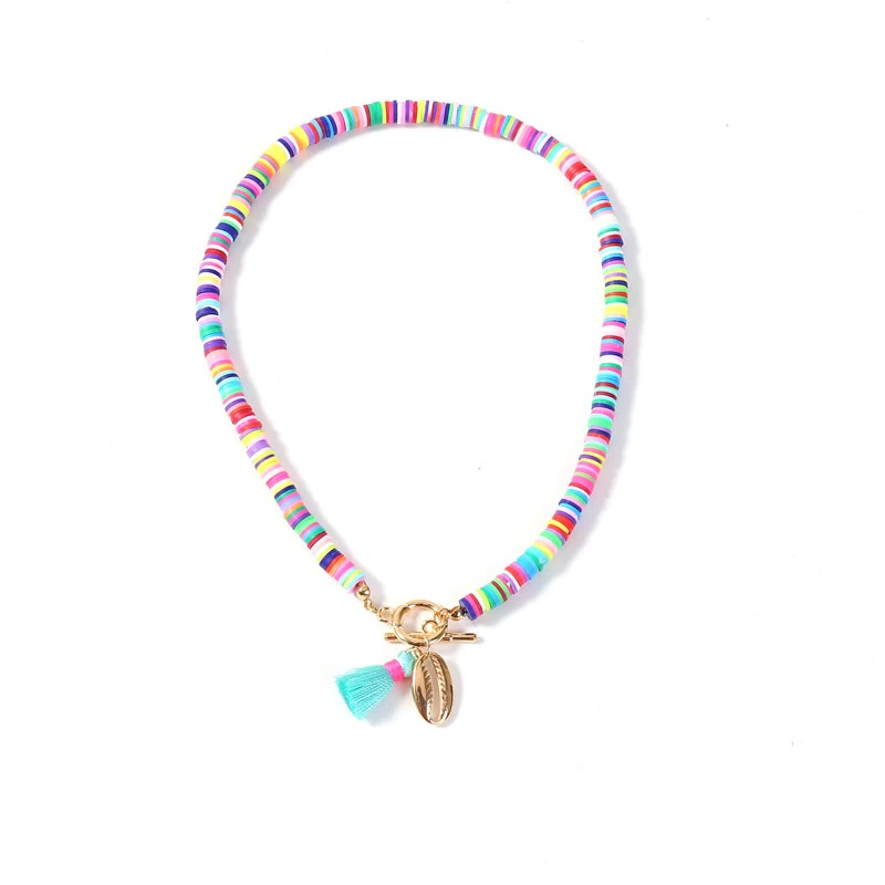 New Arrival Jewelry Bohemian Conch Colorful Tassel Choker Chain Necklace
