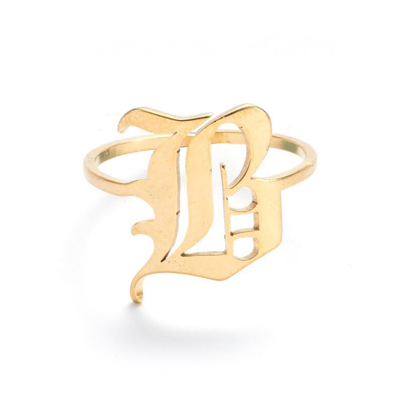 26 alphabet letter rings 18k gold initial rings letter old english font letter ring stainless steel