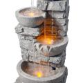 Tiered Bowls Floor Stacked Stone Waterfall Fountain