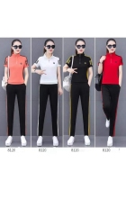 Monisa lady summer sports leisure colorful suit with half zipper / modal cotton / sports summer
