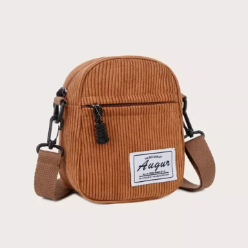 Customizable Corduroy Mini Crossbody Bag: Unisex Zipper Shoulder Bag & Mobile Phone Carrier