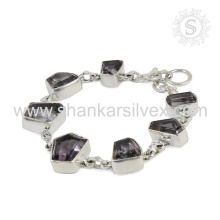 Alibaba Bracelete de ametista Jóias de prata com pedras preciosas em prata Jóias de prata Online