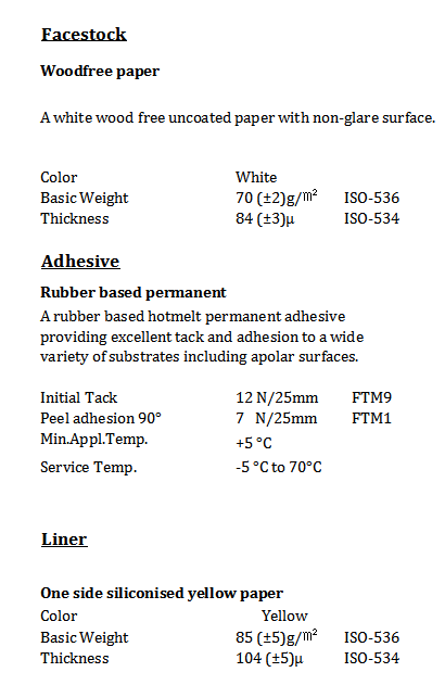 Hf16c1402 Woodfree Paper Rubber Based Permanent Yellow Paper